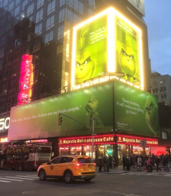 Grinch billboard NYC