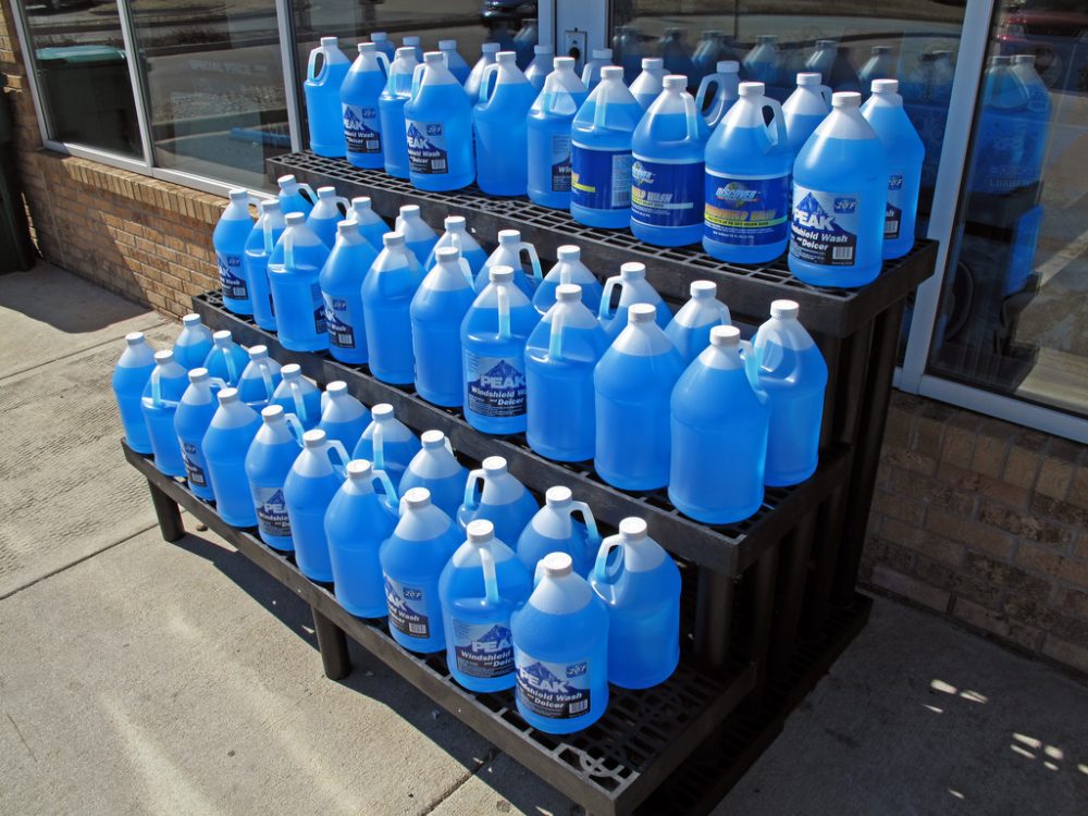 Blue windshield washer fluid