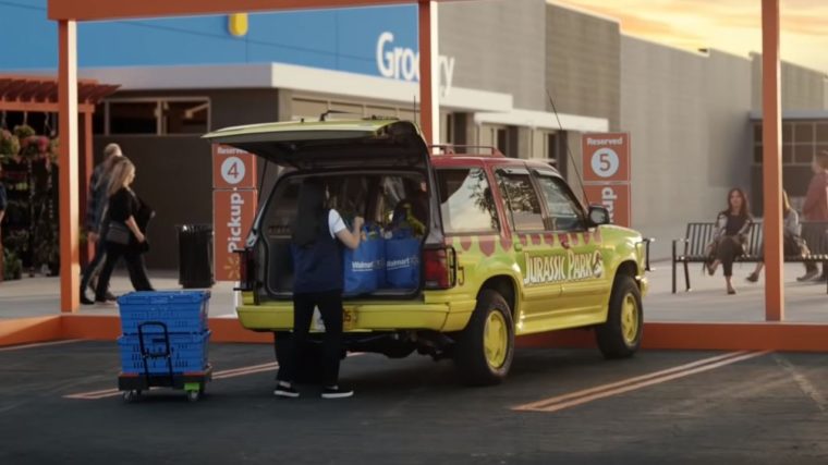 Famous movie cars in Walmart commercial vehicles Jurassic Park