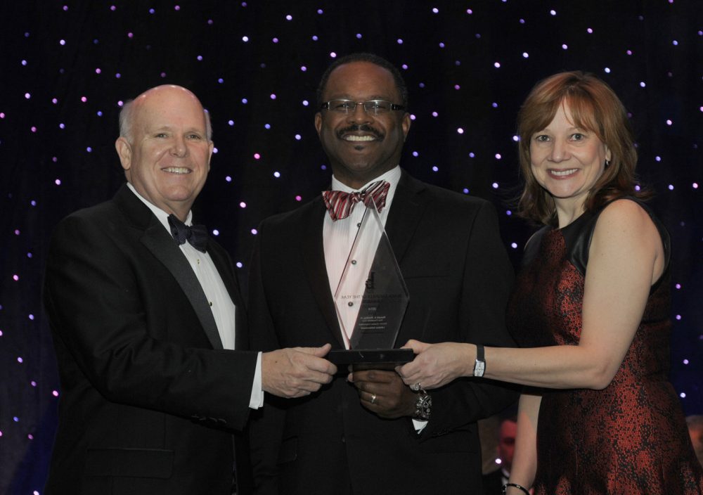 Gerald Johnson getting the Black Engineer of the Year Lifetime Achievement award from GM