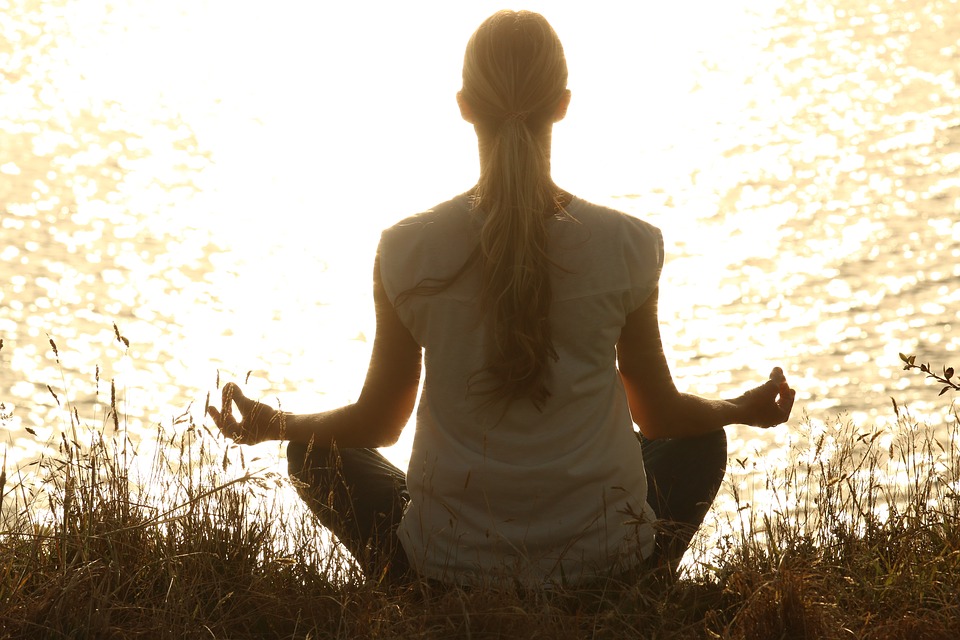 meditating by water