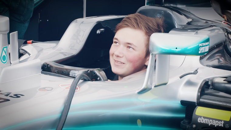 Brendon Leigh in a Mercedes-AMG F1 Car