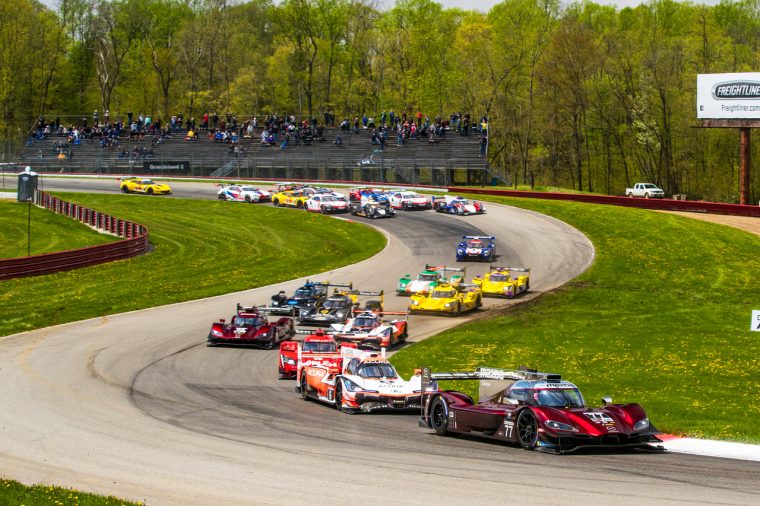 The No. 77 Mazda RT24-P at the Mid-Ohio Race