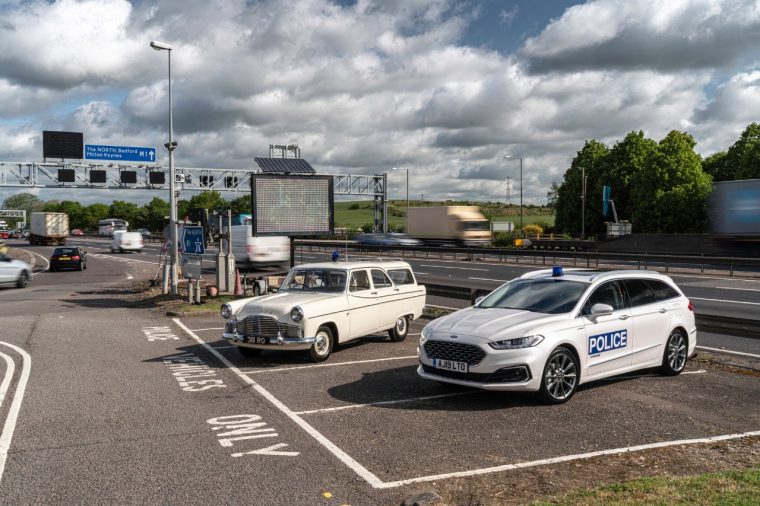 1959 Ford Zephyr police wagon and 2019 Ford Mondeo Wagon