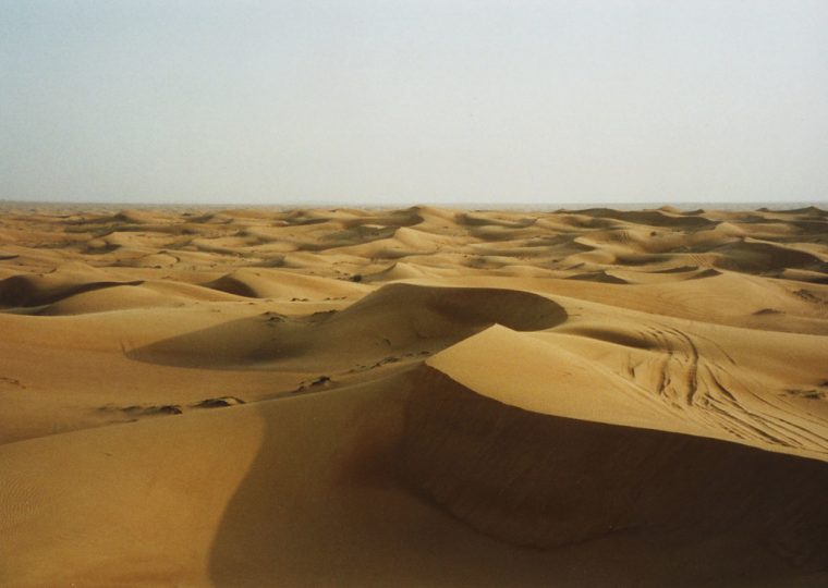 A desert with some dunes