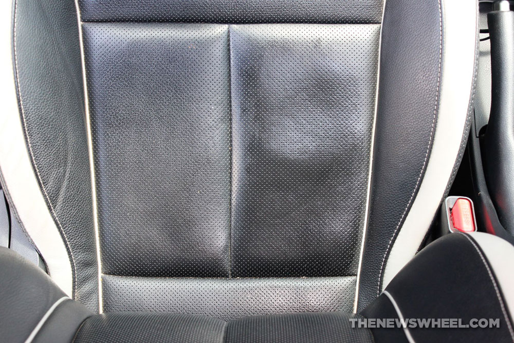 Remove pressure dent from leather car seat vinyl indentation fix DIY flatten after