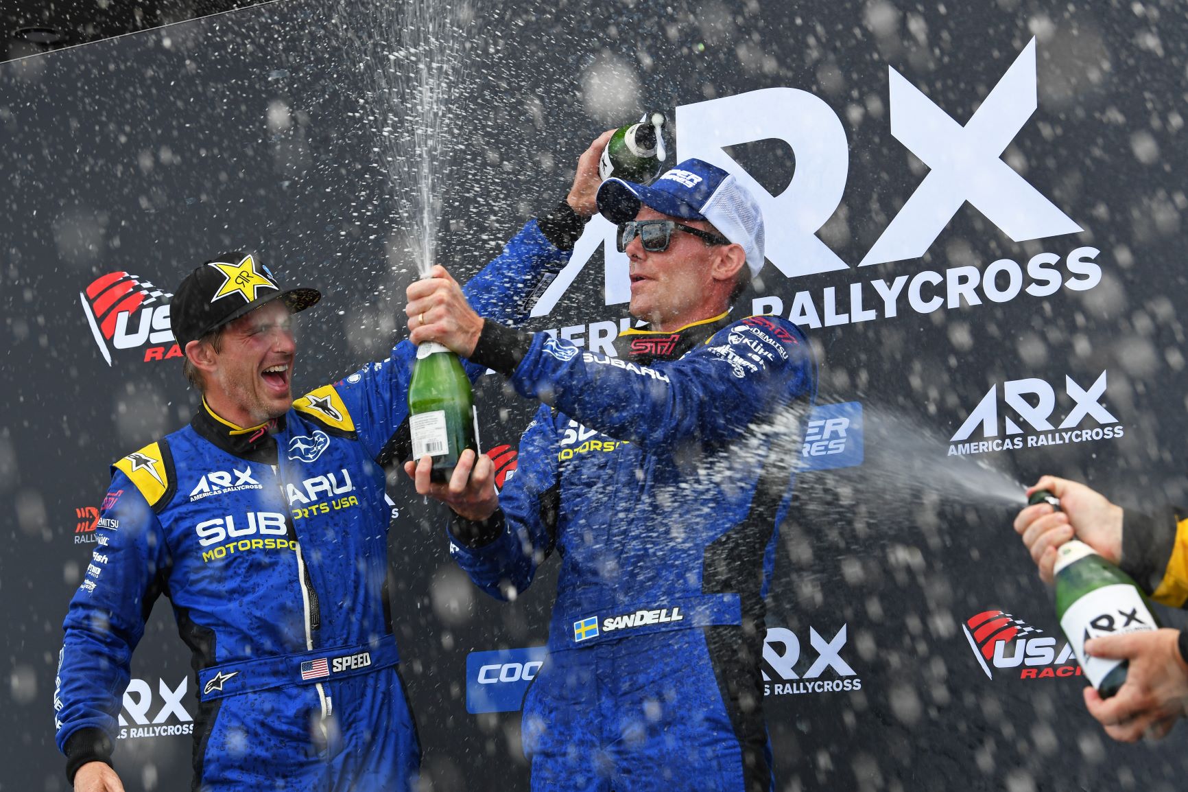 Subaru Motorsports ARX Rallycross victory podium drivers