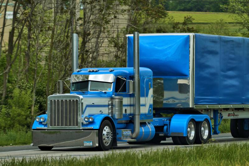 big rig semi truck blue trucker highway engine braking