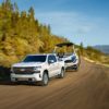 2019 Chevy Chevrolet Silverado white towing boat