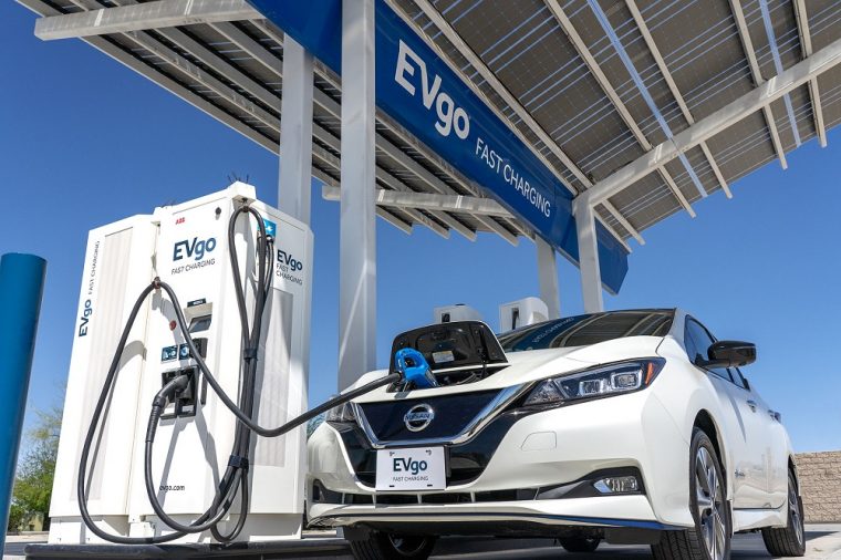 A Nissan Vehicle at an EVgo Charging Station