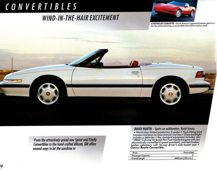 1991 Buick Reatta Convertible Ad