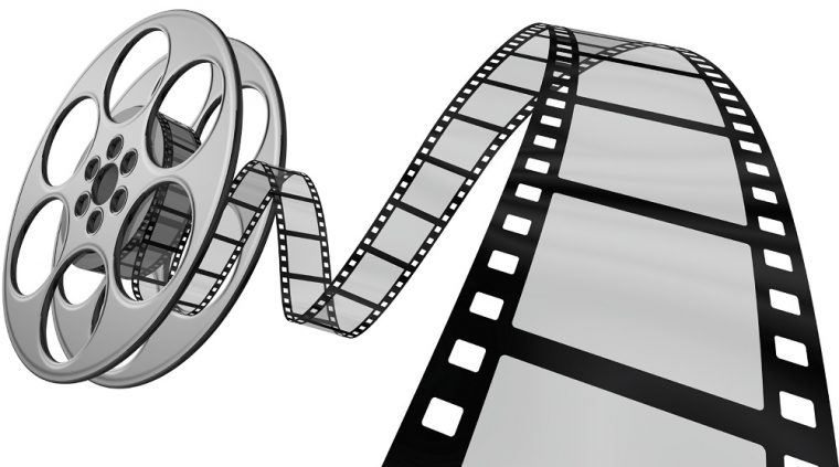 A digital rendering of a film reel