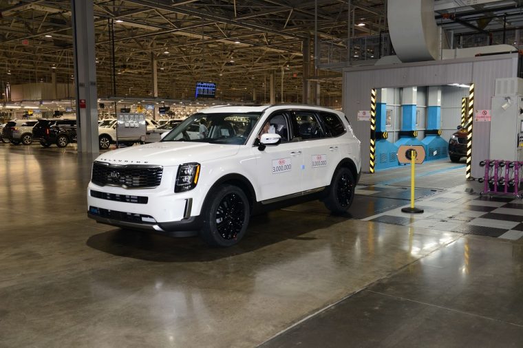 KMMG Kia Motors Manufacturing Georgia Three Millionth Vehicle 2020 Telluride SX Prestige white