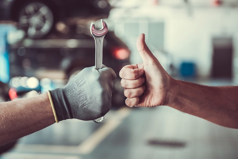 Car Mechanic Wrench Thumbs Up