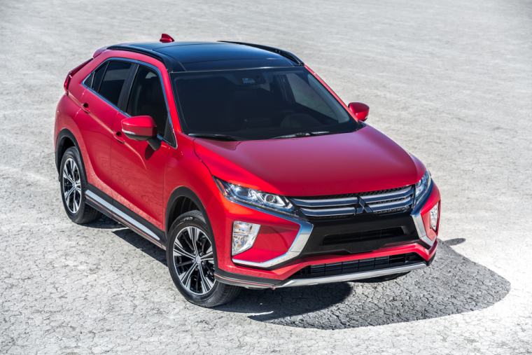 The 2020 Eclipse Cross parked on a white ground