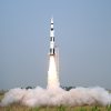 A Saturn V Rocket, much like Apollo 13, taking off