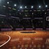 Basketball Court lights hardwood floor