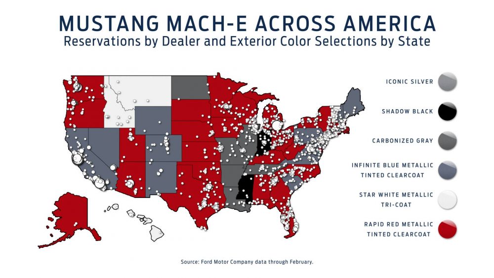 Ford Mustang Mach-E state-by-state colors