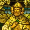 St Patrick shamrock stained glass window