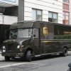 UPS truck parked on city street