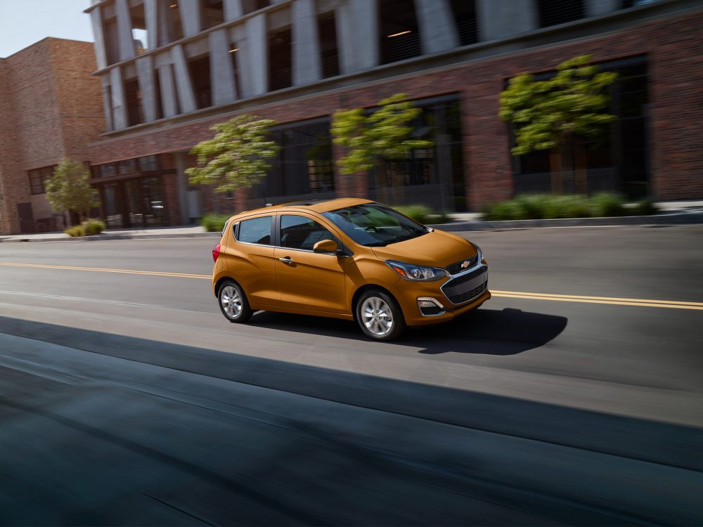 2020 Chevrolet Spark driving in a city