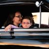 Family driving in a car