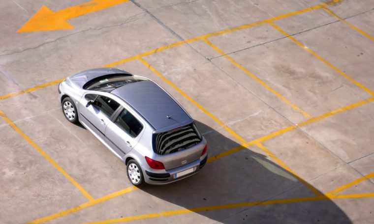 A car parked in a parking lot