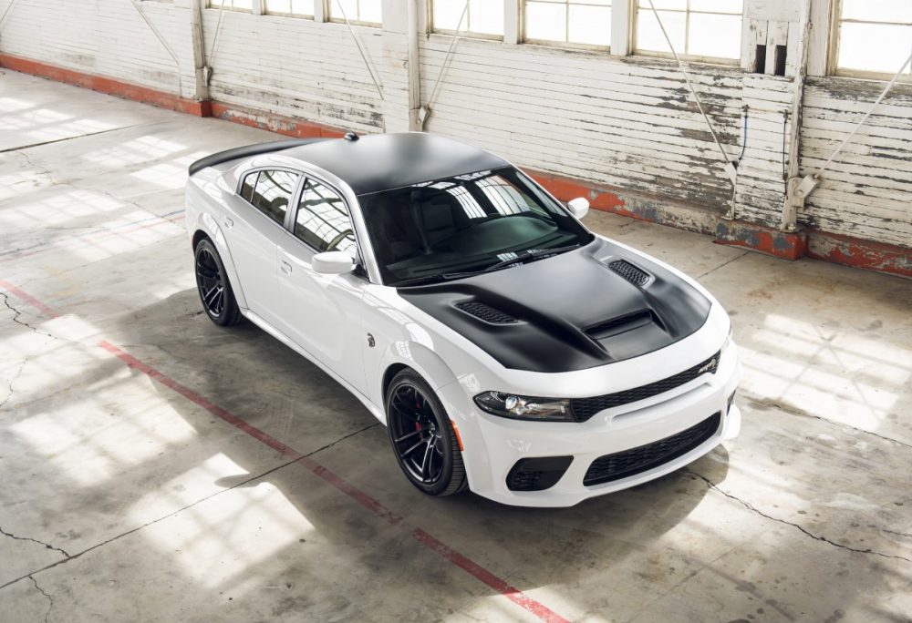 The 2021 Dodge Charger SRT Hellcat Redeye in a garage