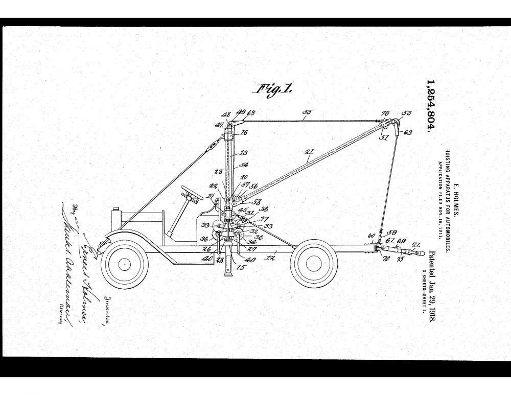 first tow truck US Patent 1254804