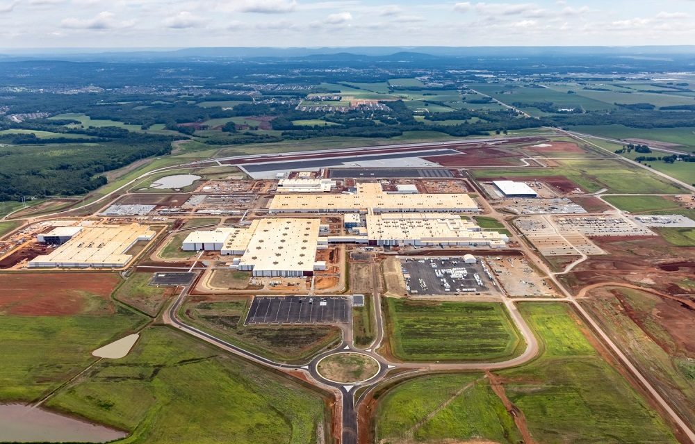 August 2020 aerial shot of Mazda Toyota Manufacturing