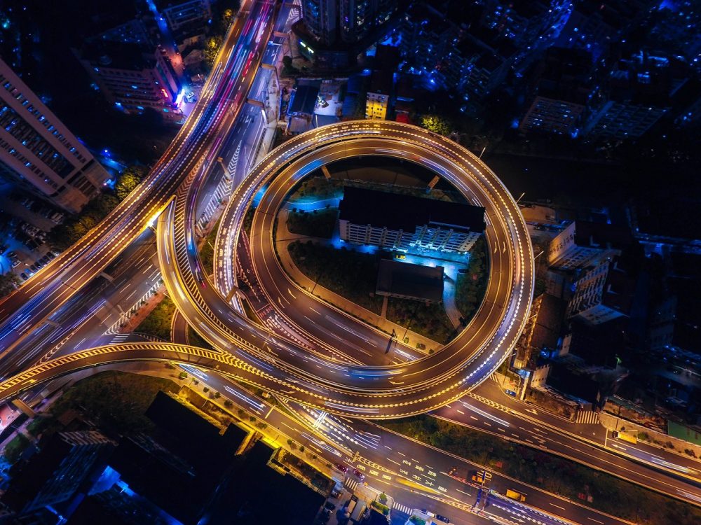 A city highway timelapse photo