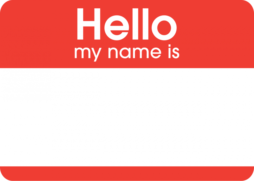 A "Hello My Name Is" sticker, on which people typically write their names.