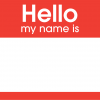 A "Hello My Name Is" sticker