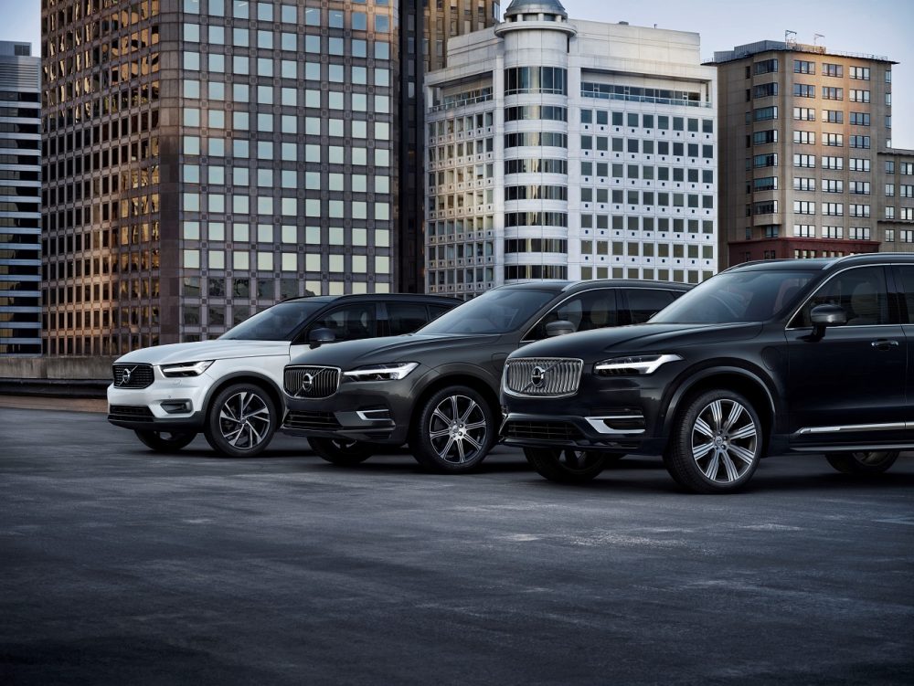 A line of Volvo vehicles, all of which contributed to a year-over-year sales increase in July 2020