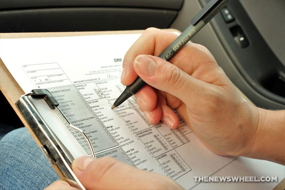 driving exam test score sheet evaluate driver's license DMV