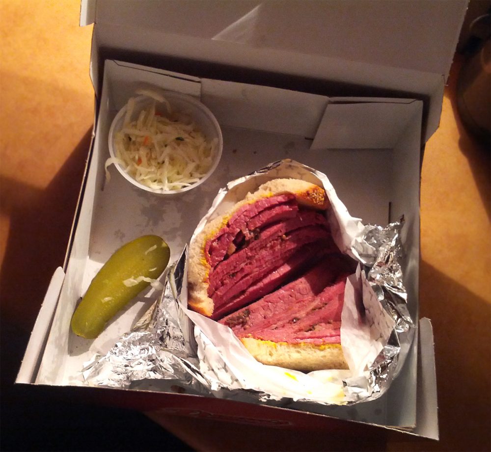 A box containing takeout fast food