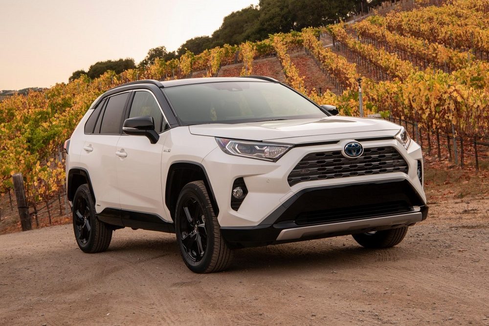 2021 Toyota RAV4 XSE Hybrid Blizzard Pearl in a field