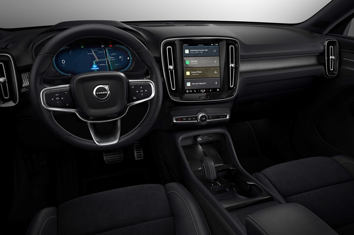 The interior of the XC40 Recharge, which will feature tech to reduce distractions