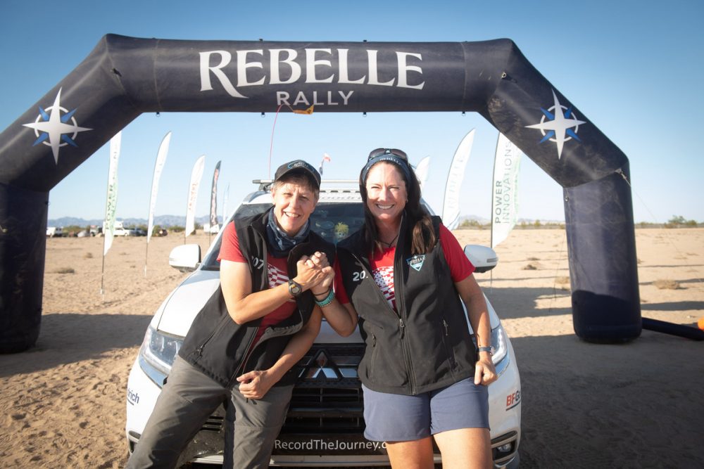 Team Record The Journey at the finish line of the 2020 Rebelle Rally with the Outlander PHEV