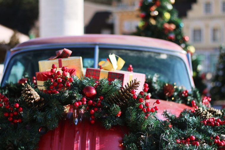 Christmas Decorations on Car Garland Gifts