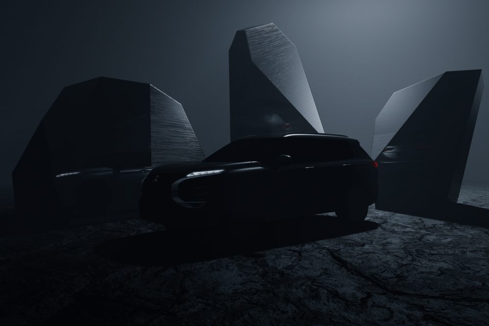 The teaser image of the 2022 Mitsubishi Outlander