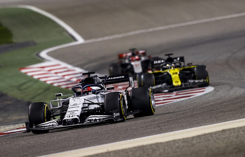 Daniil Kvyat leads Daniel Ricciardo and Pietro Fittipaldi at the 2020 Sakhir Grand Prix, the penultimate race in the 2020 F1 season