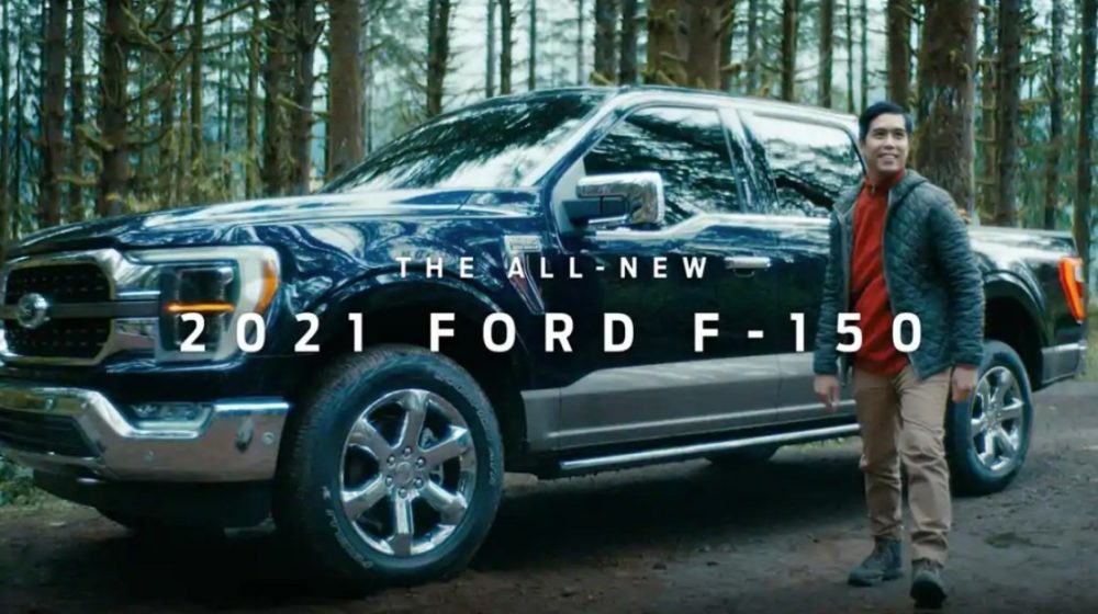 A still from Brand New Tough, a commercial in the new 2021 Ford F-150 ad campagin