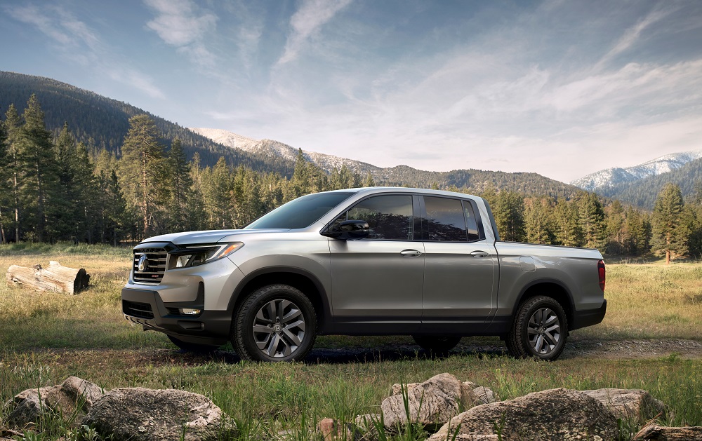 Honda Ridgeline Sport in the mountains (side)