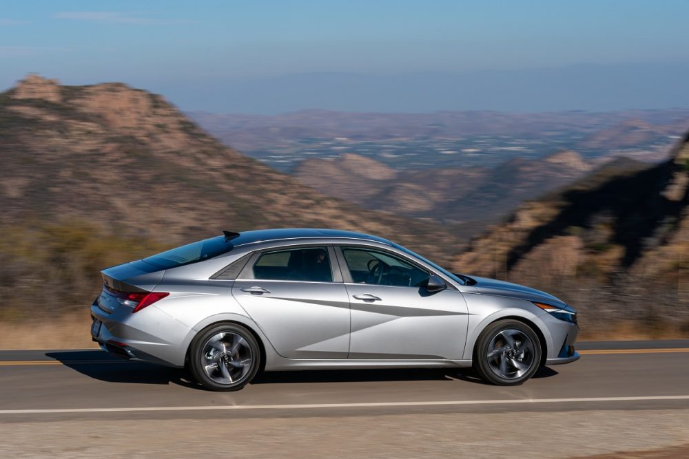 2021 Hyundai Elantra driving on mountain road