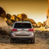 The rear of the 2021 Jeep Grand Cherokee Trailhawk in a desert