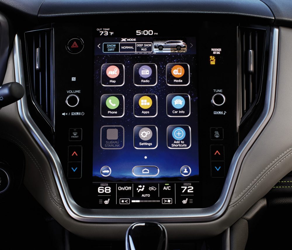 A depiction of the Subaru STARLINK Infotainment system's touch-screen display