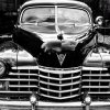 An old car in black and white