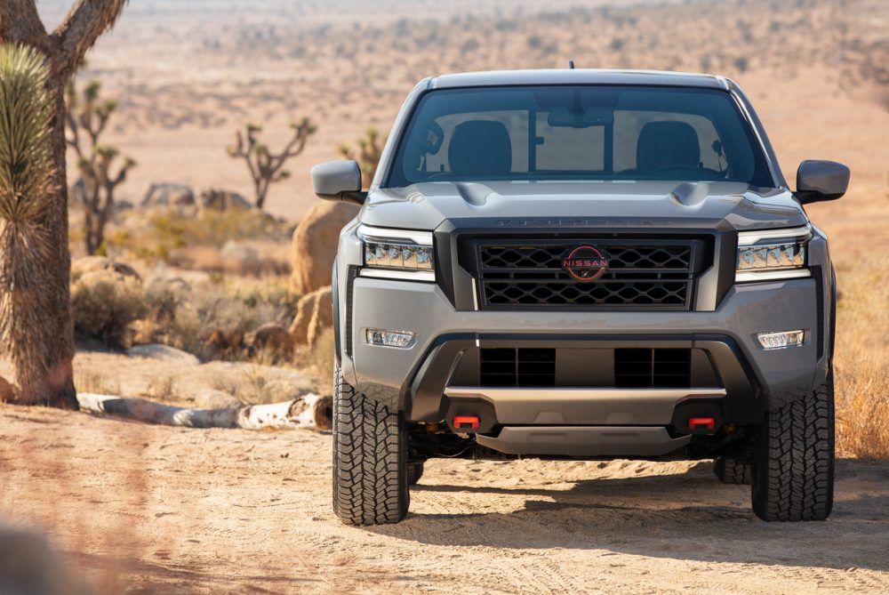 front view of a grey 2022 Nissan Frontier