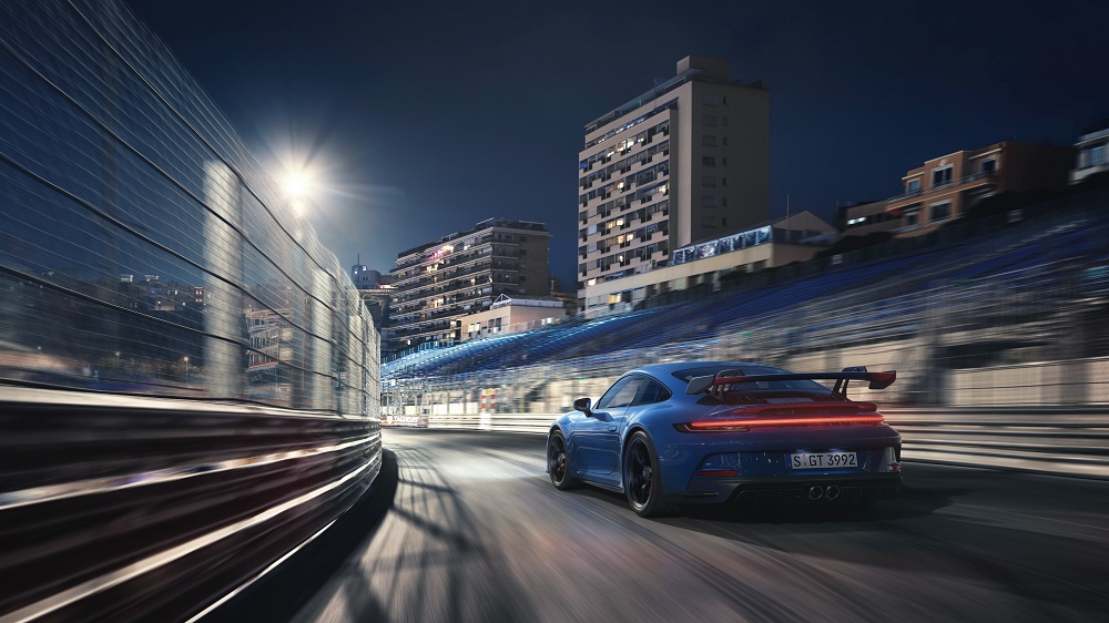 2022 Porsche 911 GT3 exiting a corner